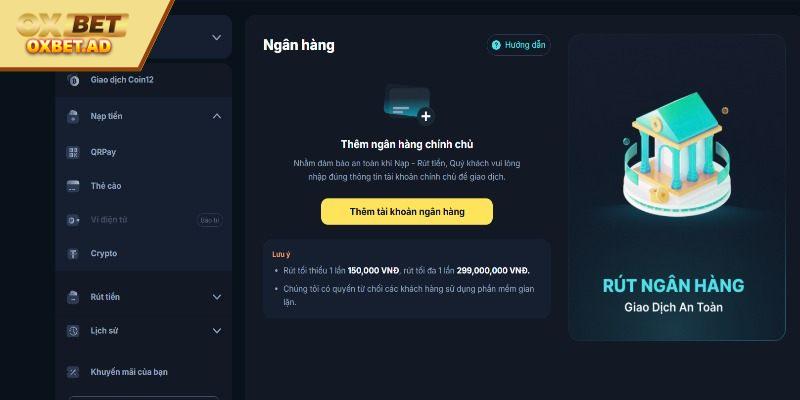 Các bước rút tiền tại OXBET nhanh chóng