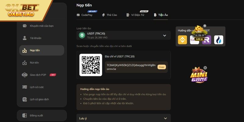 Các lưu ý để nạp tiền tại OXBET an toàn
